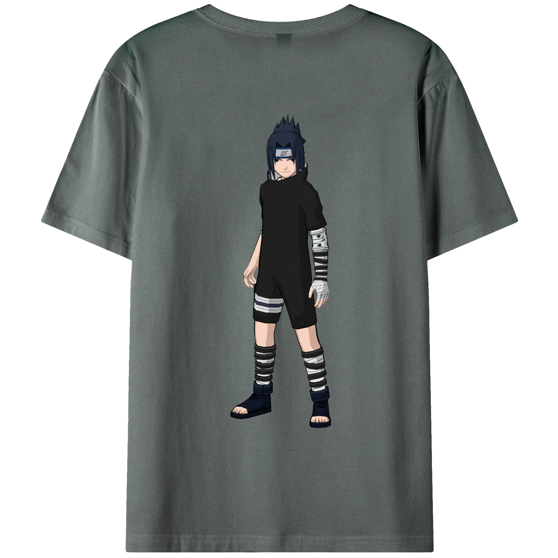 （画像用） NARUTO -ナルト- うちは サスケ Uchiha Sasuke 綿100％ メンズ半袖Tシャツ（バックプリント） 通気性